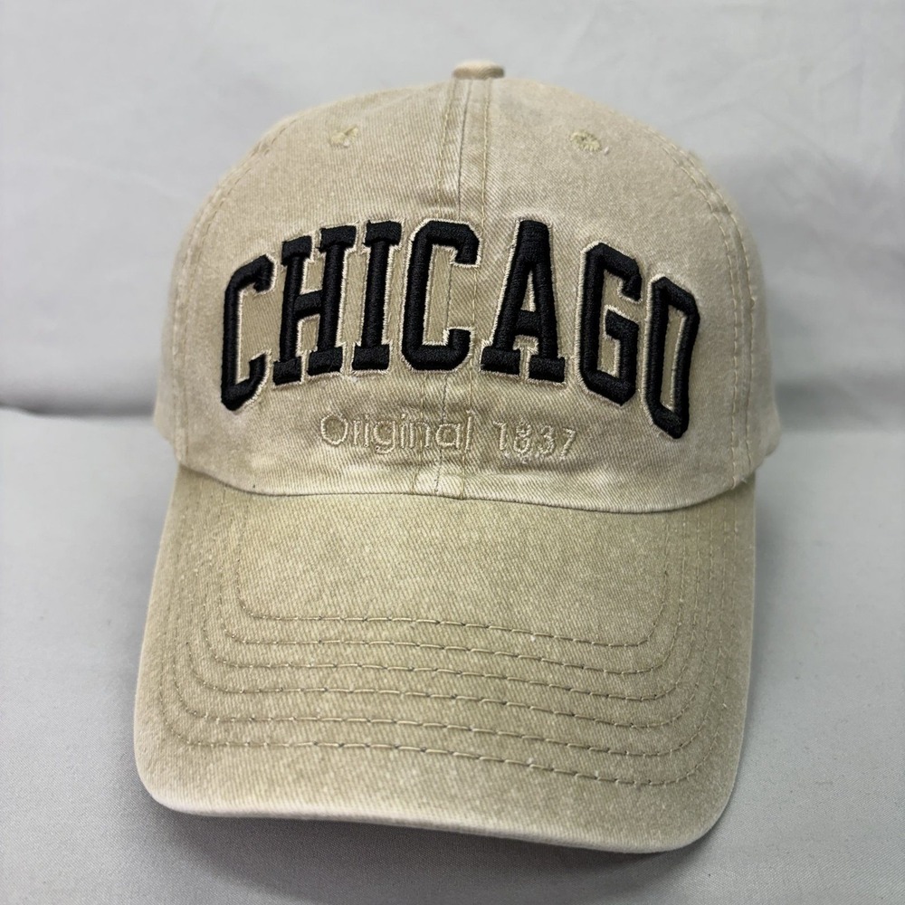 Robin Ruth Chicago Hat Souvenir Unisex OS Tan Washed Cotton Baseball Cap